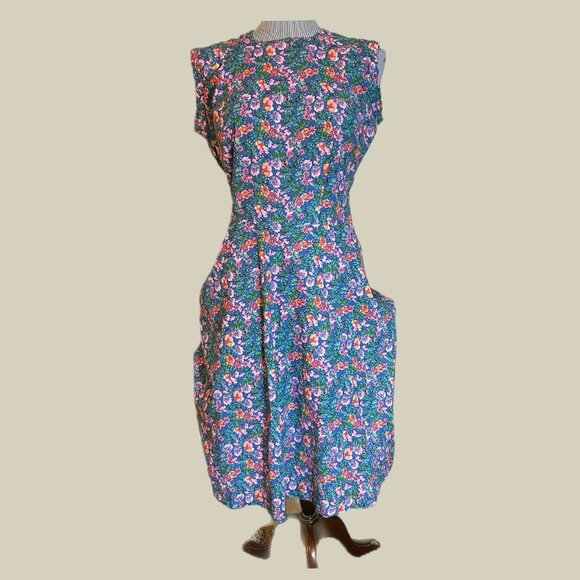 Handmade Floral Tie Back Dress Sun Dress Summer Dress - Picture 1 of 8